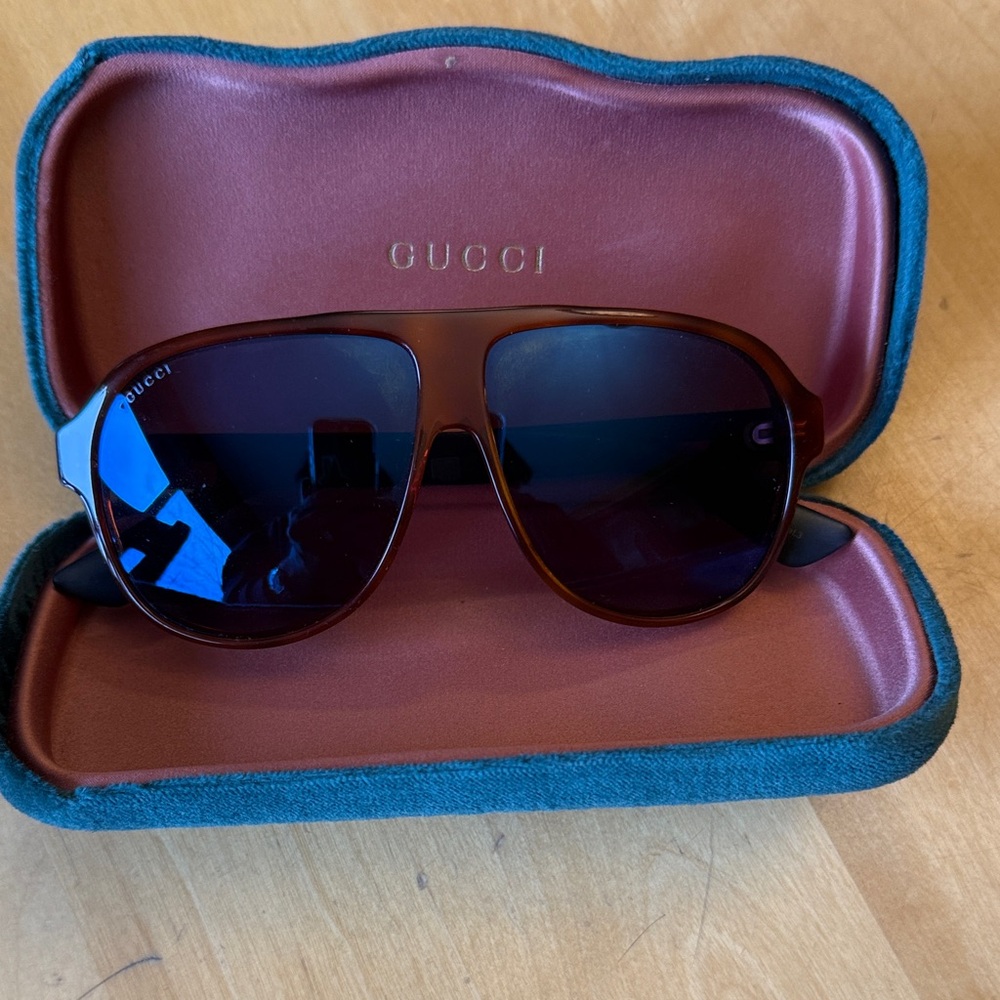Gucci Brown Tortoise shell Aviator Sunglasses - Picture 1 of 8